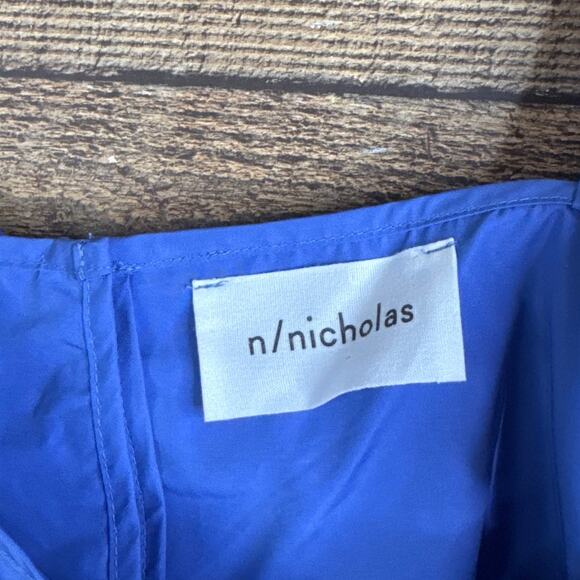 N/Nicholas Cotton Square Neck Cold Shoulder Crop Top Blue Size 4 NWT - Picture 6 of 13